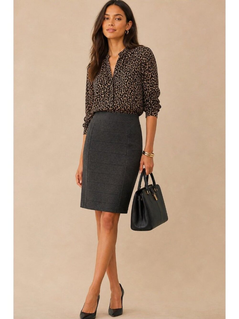 WHBM Dark Gray Pencil Skirt Women 00 Lined Career Office Professional Stretch